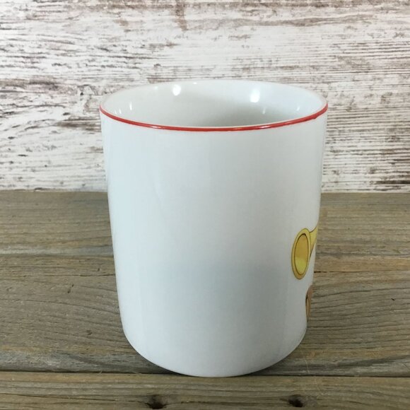 Christmas Teddy Bear Playing Trumpet Coffee Mug Made in Japan 10 oz - Picture 2 of 5